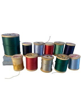 Vintage Sewing Thread Wood Spool Set of 11